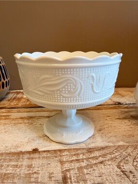 E.O. Brody Company M6000 milk glass compote bowl from the 1960s